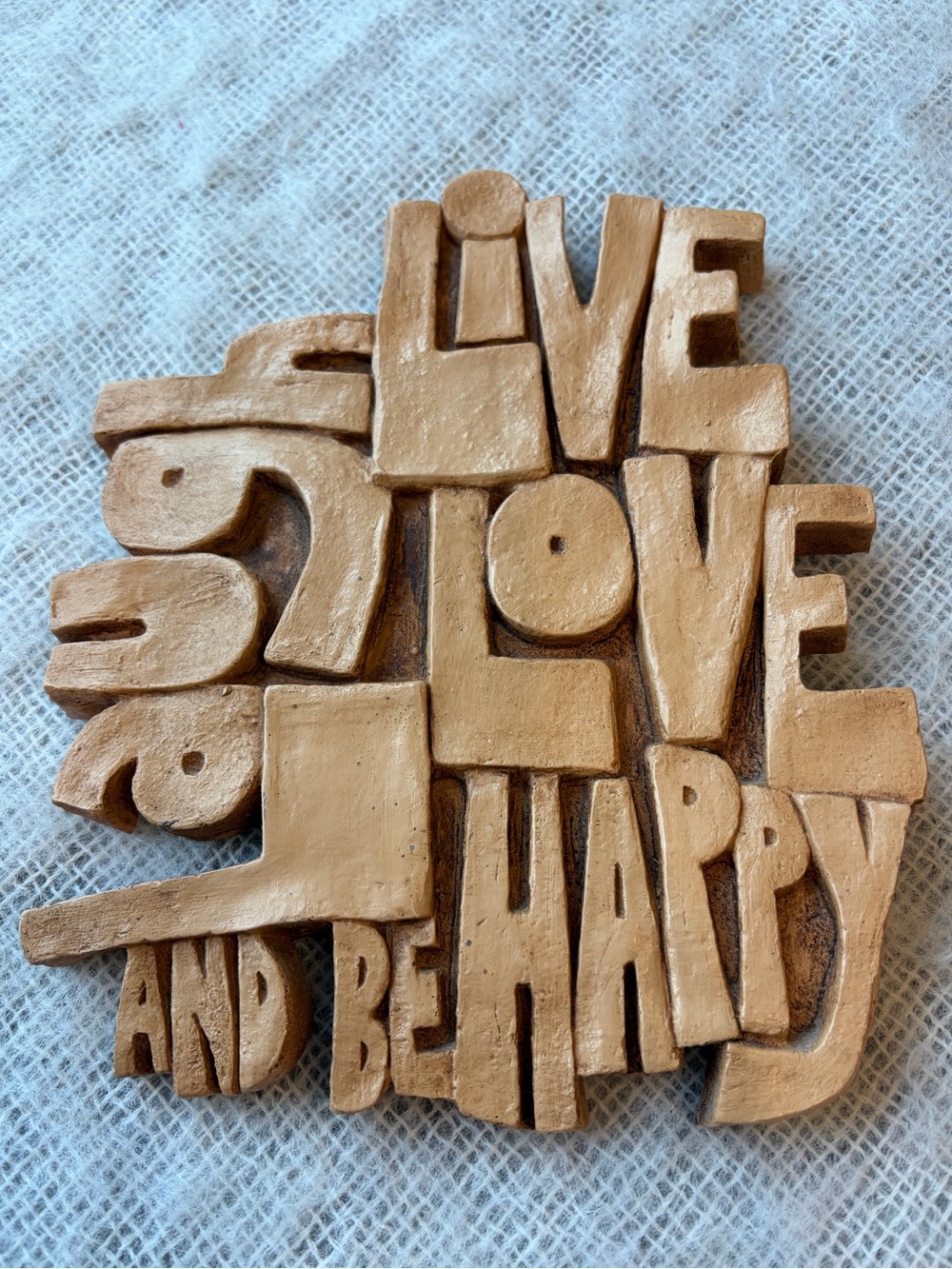 Vintage Live Laugh love sign brutalist  MCM style  1970’s